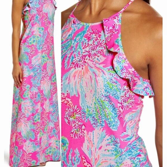 NWT Lilly Pulitzer Barbie Core Billie Maxi Dress Size Large in Prosecco Pink - Picture 9 of 10